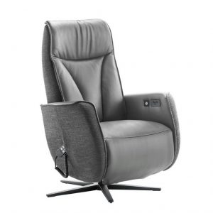 Relaxfauteuil Lerira met sta-op M antraciet leer