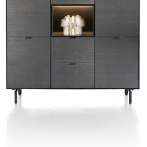 Elements, dressette 150 cm - 5-deuren + 2-laden + 1-niche + led incl. metalen poten