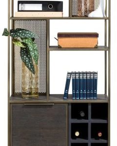 City, boekenkast 70 cm. - 1-deur + 6-niches + 6-wijnrekken