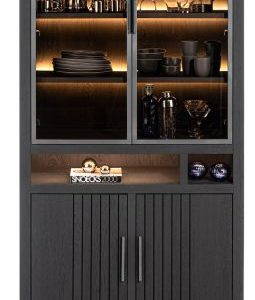 Pavie, vitrine 100 cm. - 2-glasdeuren + 2-deuren + 2-niches (+ LED)