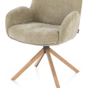 Riley, armstoel 4-poots naturel eiken - draaibaar + pocket - stof Cadiz