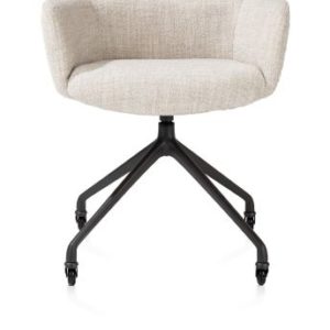 Sage, armstoel + wielen - alu frame in rough off black - stof Luton