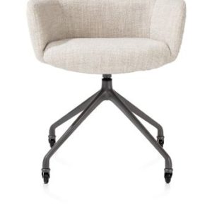 Sage, armstoel + wielen - alu frame in graphiet - stof Luton