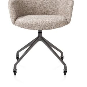 Sage, armstoel + wielen - alu frame in graphiet - stof Luton