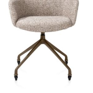 Sage, armstoel + wielen - alu frame in steelbrown - stof Luton