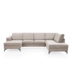 Alcona, longchair inclusief 3-zits + ottomane recht - rechts - Vada koper/Vada beige