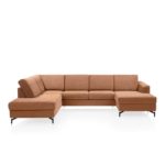 Alcona, longchair inclusief 3-zits + ottomane recht - links - Vada koper/Vada beige