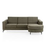 Alcona, 3-zits inclusief longchair rond - rechts (2-armen) - Vada mosgroen