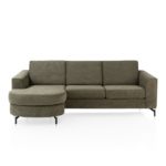 Alcona, 3-zits inclusief longchair rond - links (2-armen) - Vada mosgroen